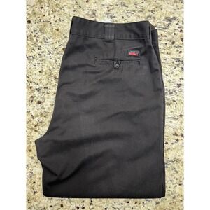 Genuine Dickies Mens Black Straight Leg Work Pants Flat Front Trousers 44x30